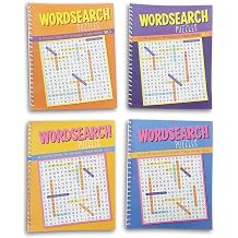 Spiral Bound Miniature Puzzle Book Set for Car, Office, or Quiet Play - WordSearch Volumes 3-6