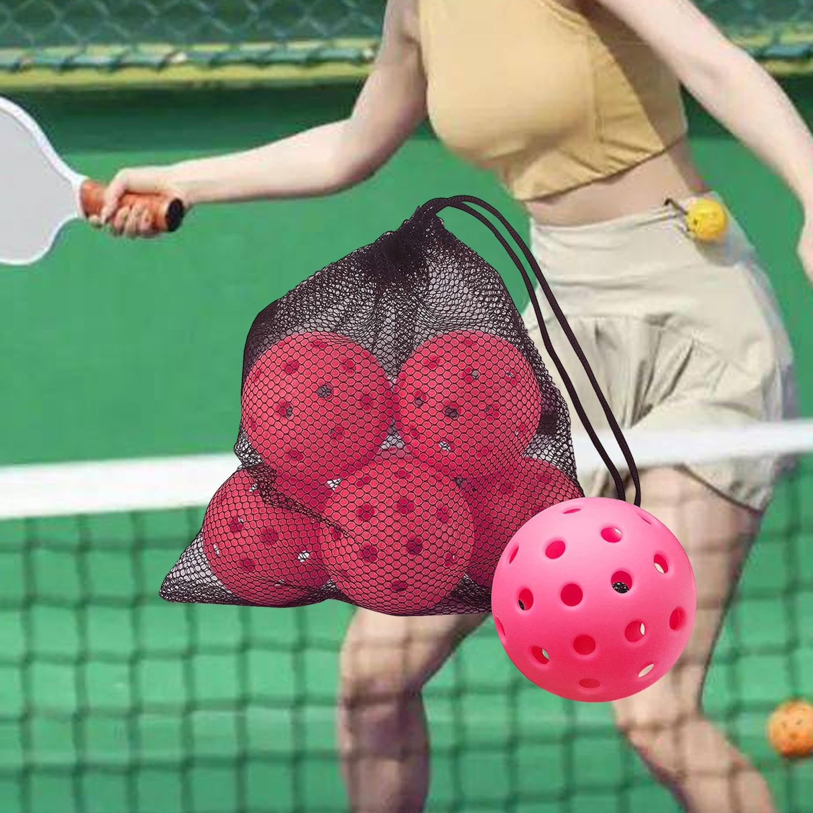 Lot De 6 Balles De Pickleball Amagogo - Extérieur, Diamètre 74mm, 40 Trous - Compétition Professionnelle