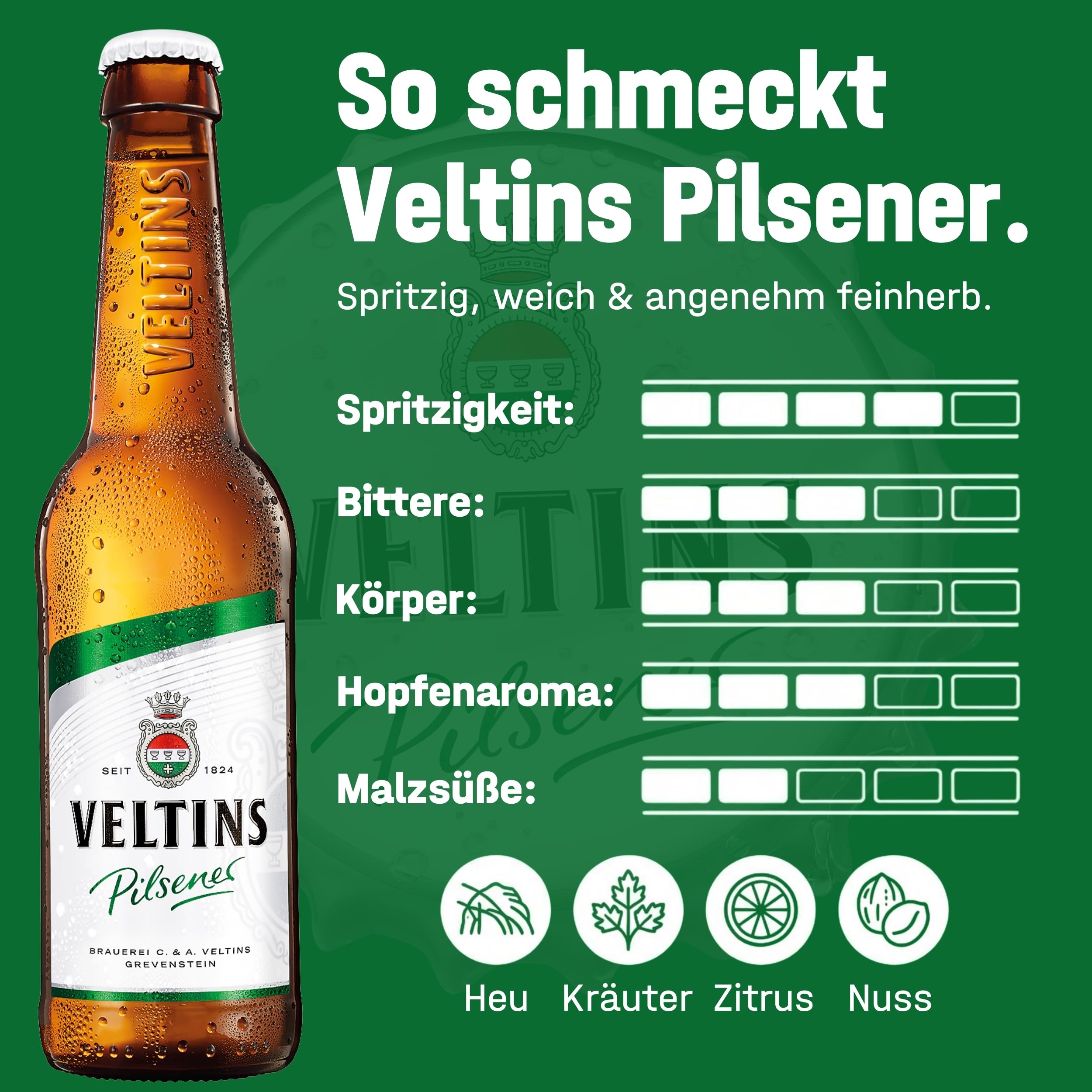 VELTINS Pilsener – 24 x 0,5 l Dosenbier (EINWEG) – Fein-herbes Premium Pils – Brautradition seit 1824 – Frisch & ausgewogen – 4,8 % vol. Alkohol - 5