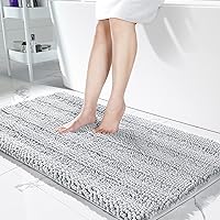 Vista 77 de Yimobra Tapetes de baño lavables, de chenilla súper suave y absorbente, para suelo y alfombra, de secado rápido, antideslizante, para bañera y Beige