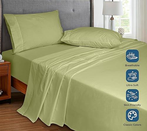 Miniatura 4 de Royale Linens Sábana encimera 100 % de algodón orgánico tamaño King súper suave, sábana encimera de percal para cama King se vende por separado,