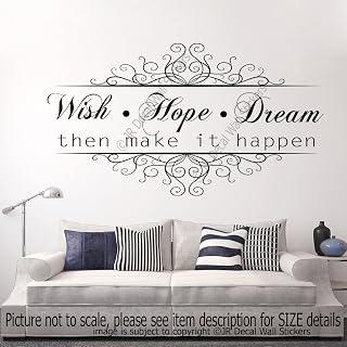 “Wish. Hope. Dream then make it happen." - Inspirational Quote about success Removable vinyl Wall Art Stickers wall art motivational wall Decal office, School, Sports home decor