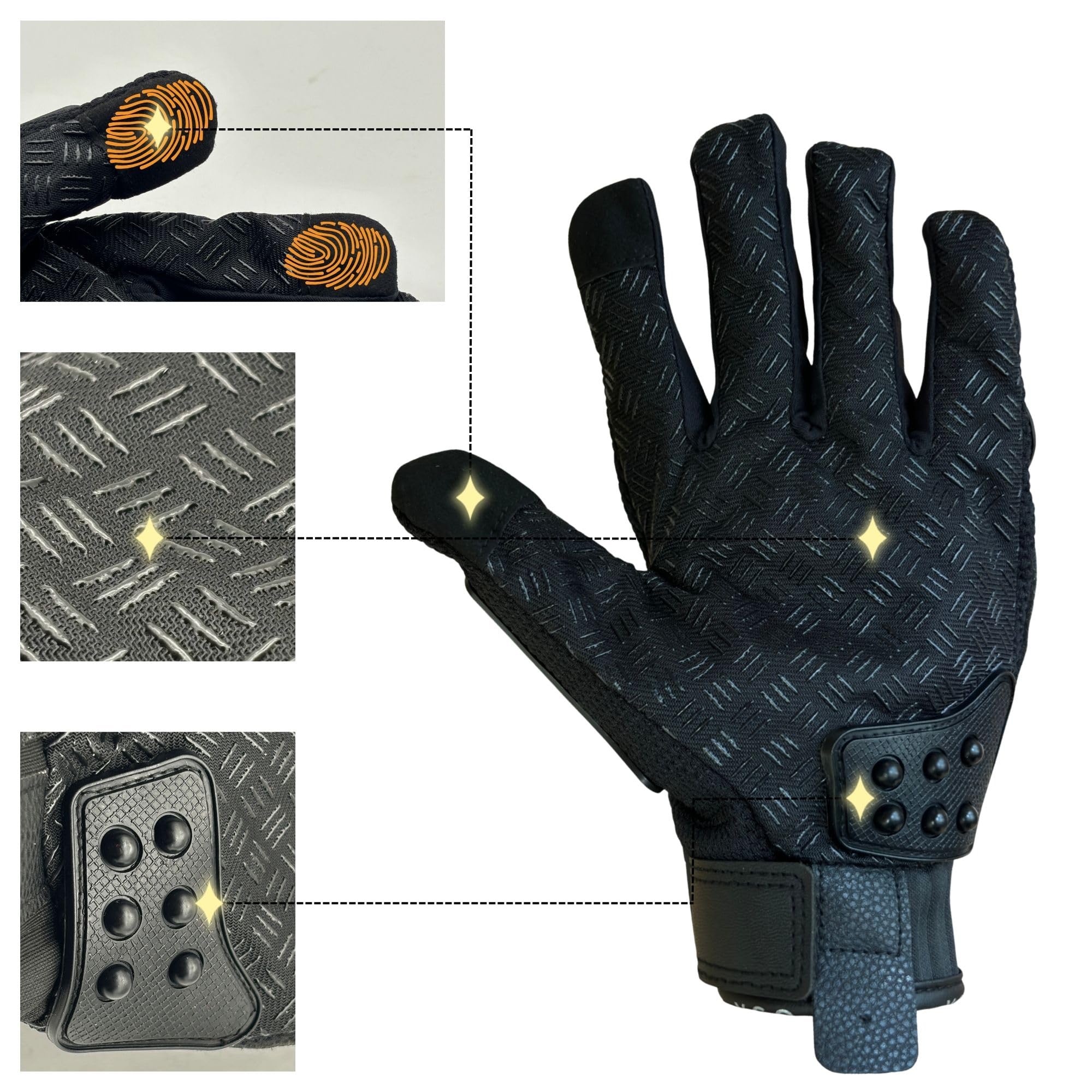 Guanti da moto Powersports da uomo, touch screen da moto con hard shell e imbottitura sul palmo per corse (bianco, L)