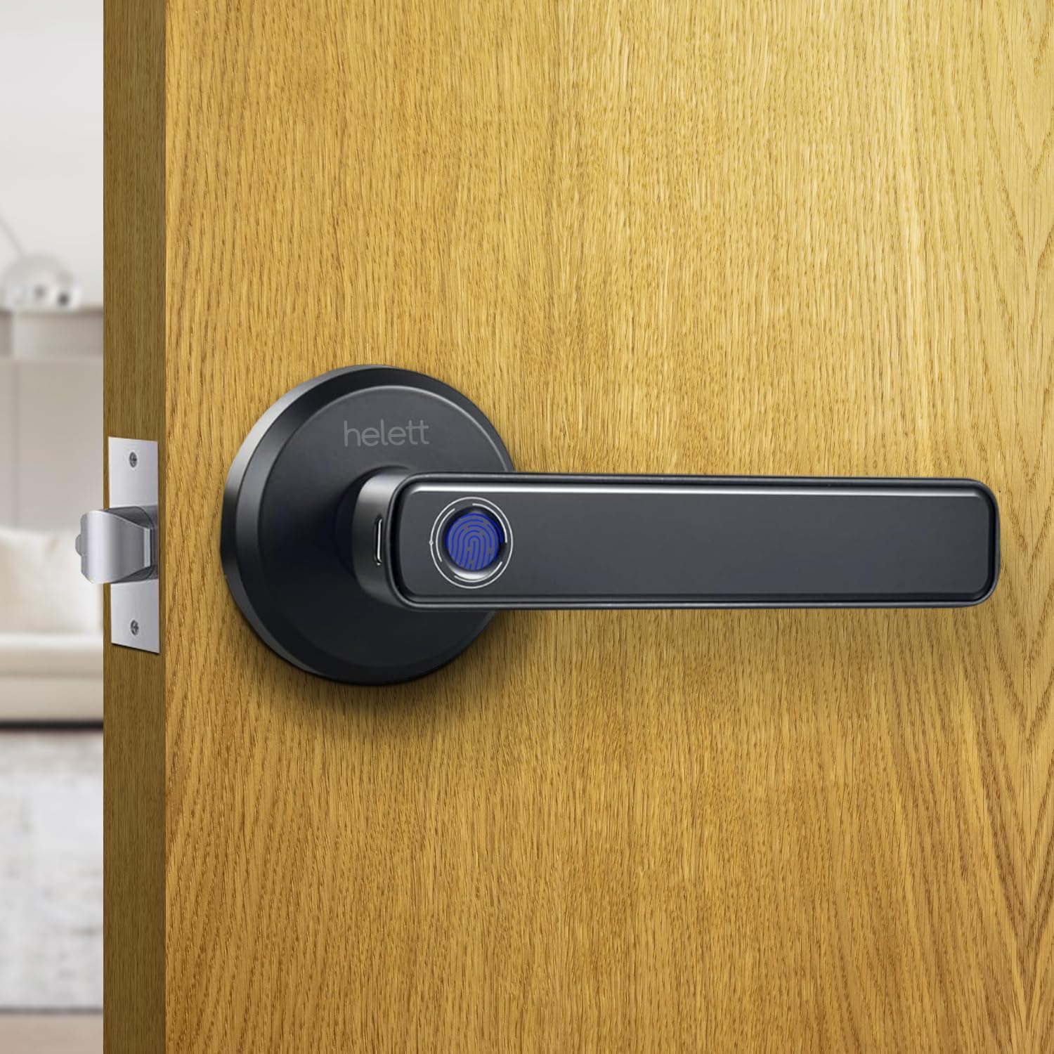 Helett HT320 Digital Door Office Electronics with Mortise Support USB Emergency Unlock|Suitable for 30mm-100mm Aluminium and Wooden Door fit with Right and Left Door Handle(Black)