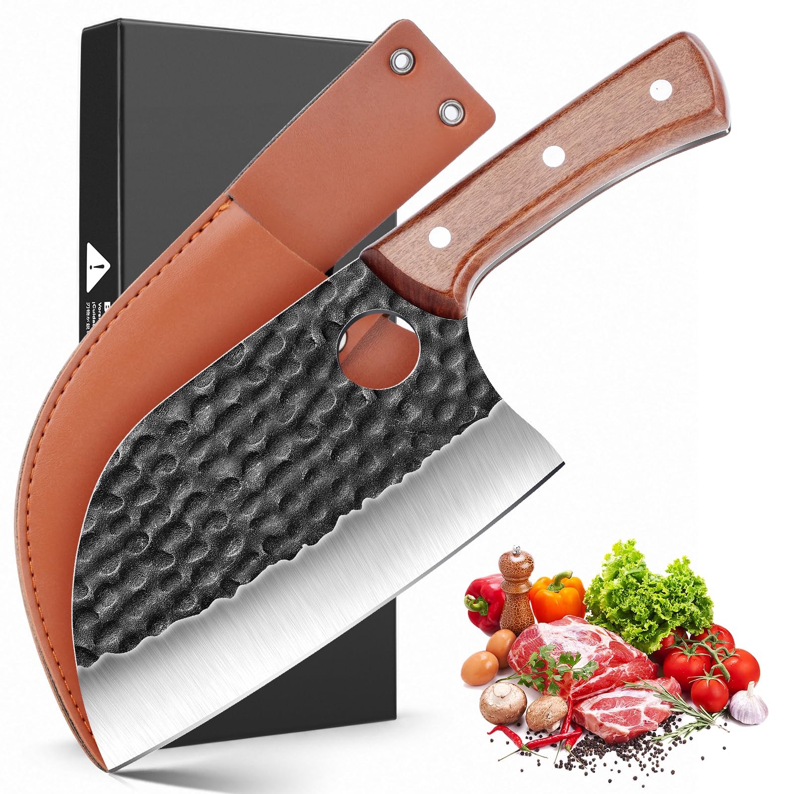 Serbian Chef Knife, Hand Forged 6.7” Heavy Duty Meat Cleaver
