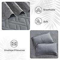 Vista 4 de Qucover Colcha tamaño King extragrande de 3 piezas de microfibra suave y ligera, con patrón de diamante, tamaño King ultrasónico con 2 fundas