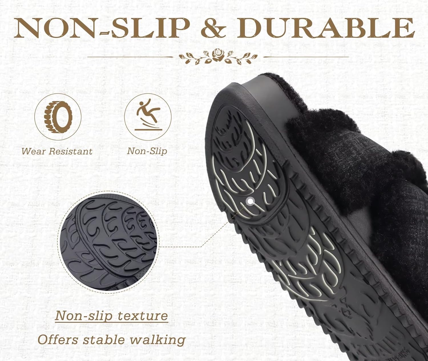 KuaiLu Women's Fuzzy Cross Band Platform Slippers Furry Faux Fur Comfortable Arch Support Open Toe Slides for Indoor Outdoor - Image 7