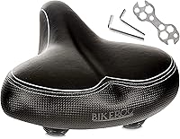 Bikeroo Wide Cruiser Saddle: Memory Foam Comfort Bike Seat for Indoor & Outdoor Bikes - Steel Spring & Elastomer Suspension