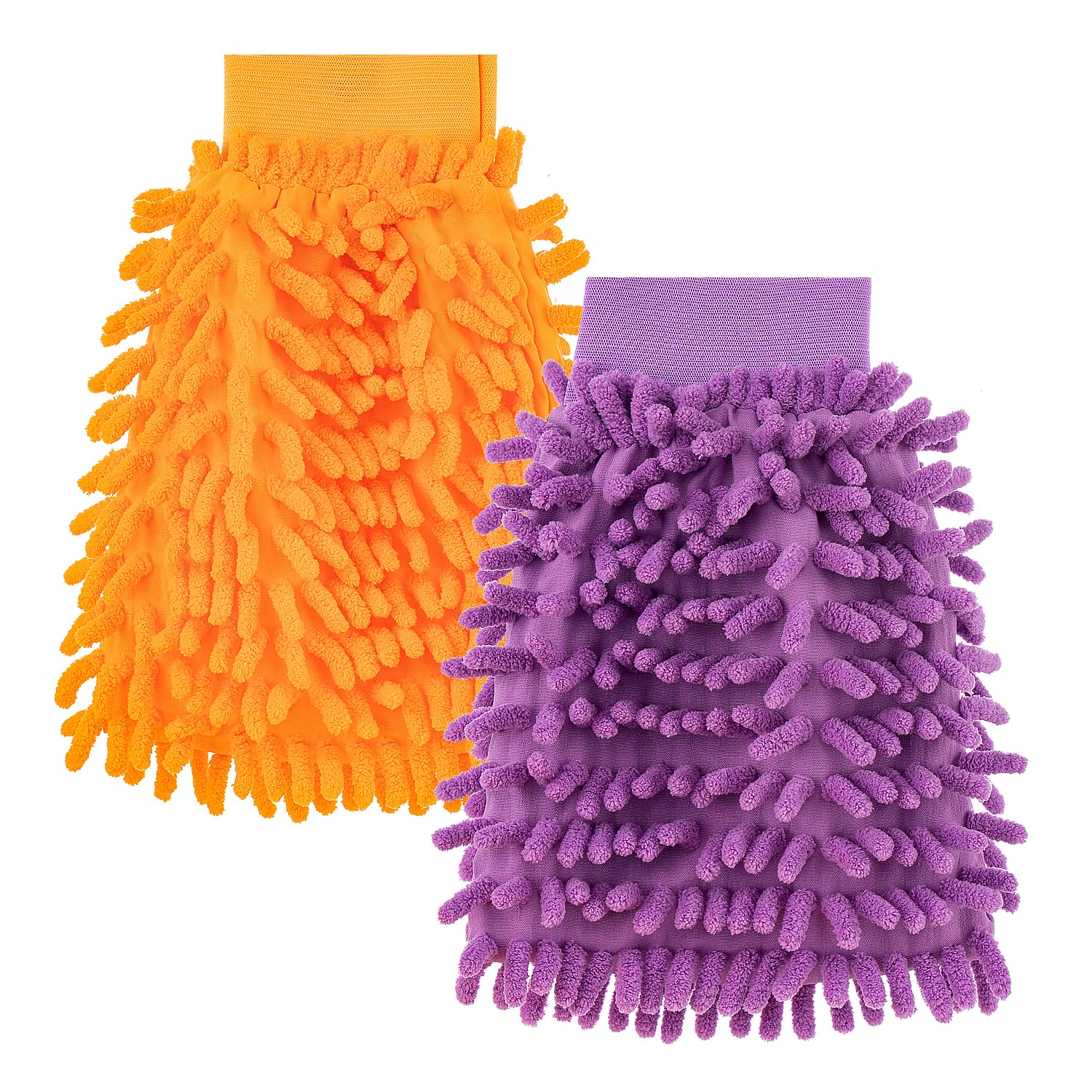 Arcjunys Orange,Purple Car Wash Mitt - Double Sided Microfibre Wash Mitt For Car Cleaning - 2Pcs