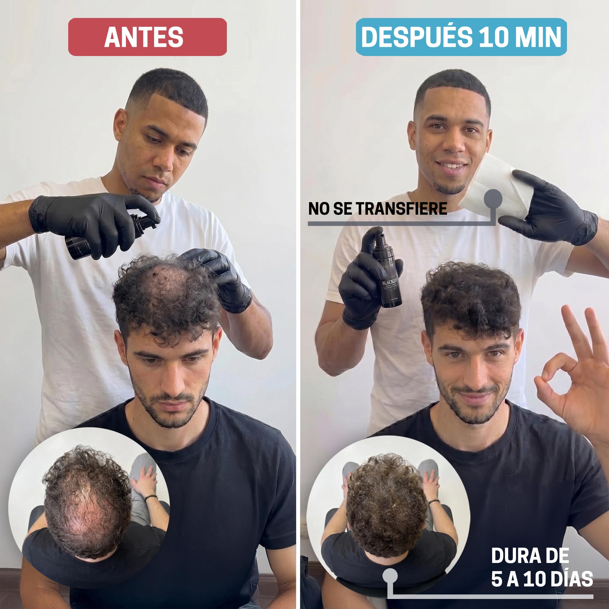 BLACKIFY - Corrector de cabello vegetal para cabello fino y zonas calvas, crema natural de larga duración con pigmentos vegetales, relleno vegano para hombres y mujeres (50 ml)