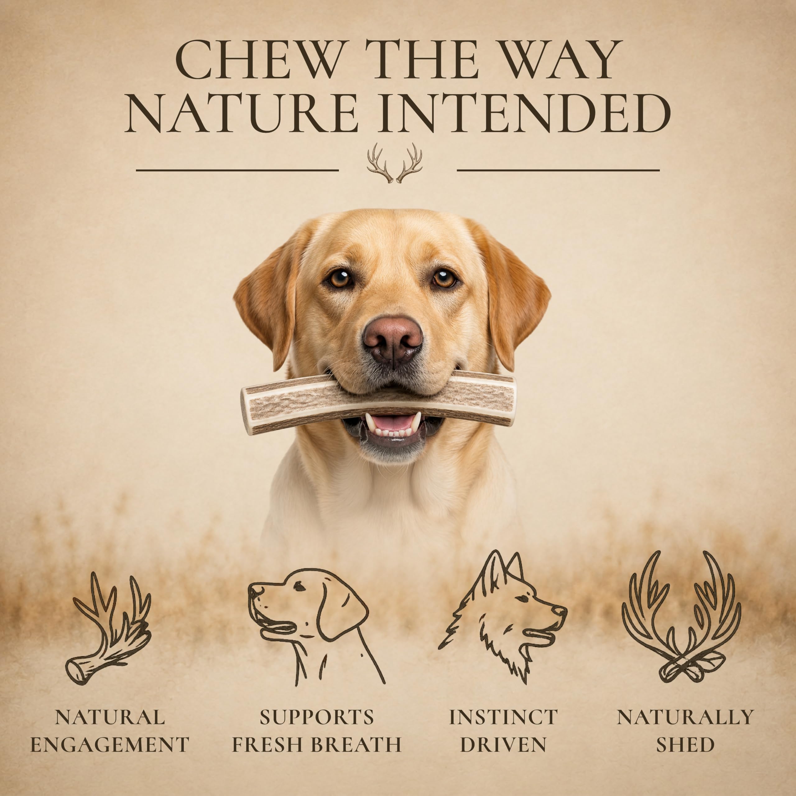 HUOXIG Whitetail Naturals Premium Split Elch Geweih für Hunde, 3er-Pack, klein, natürliches Geweih-Horn, 10,2 bis 12,7 cm lang, für kleine Aggressive Kauer