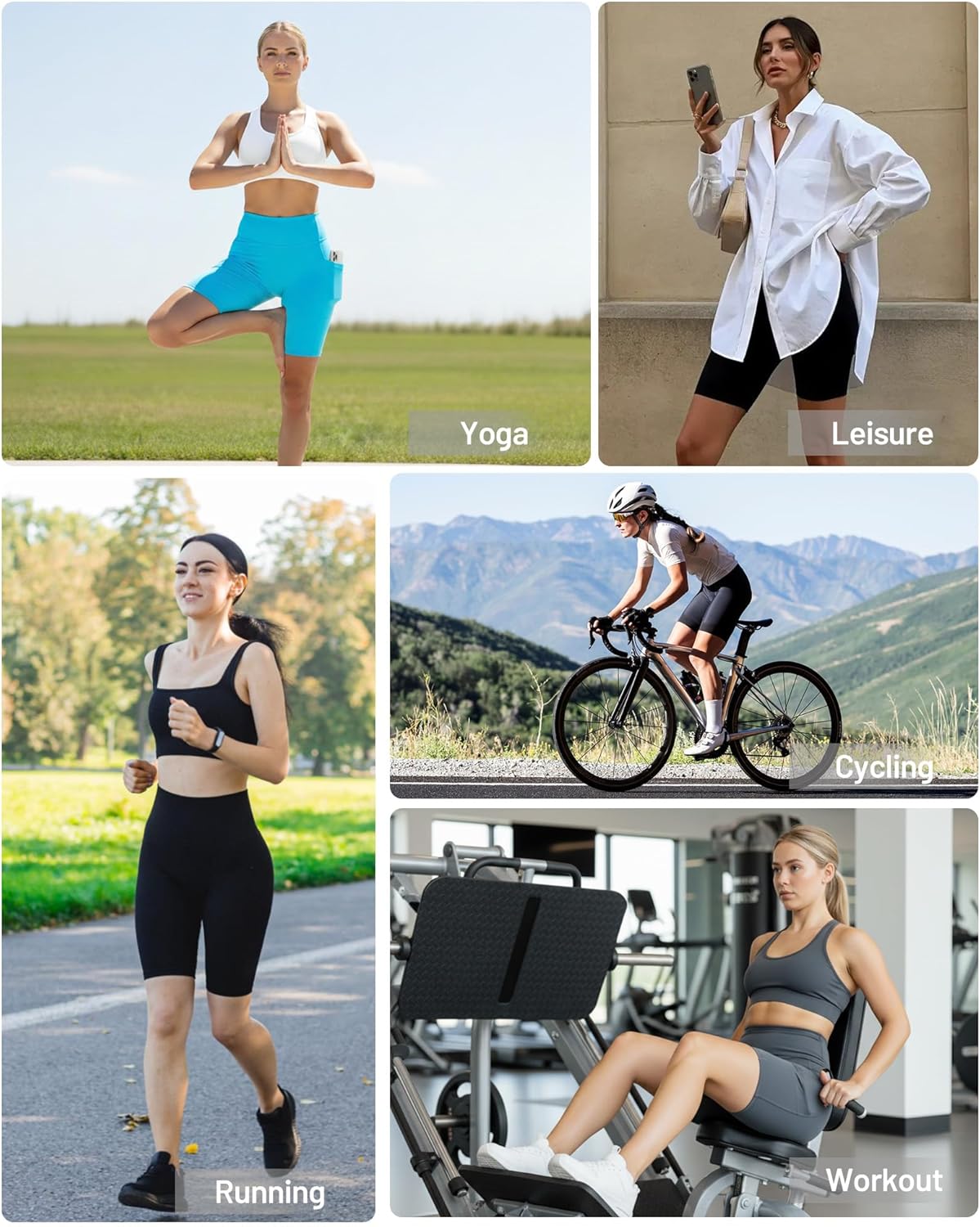 Moozava No Front Seam Women's Biker Workout Shorts 8"/5"/3" High Waist Tummy Control Spandex Shorts Gym Yoga Running Pockets - Image 6