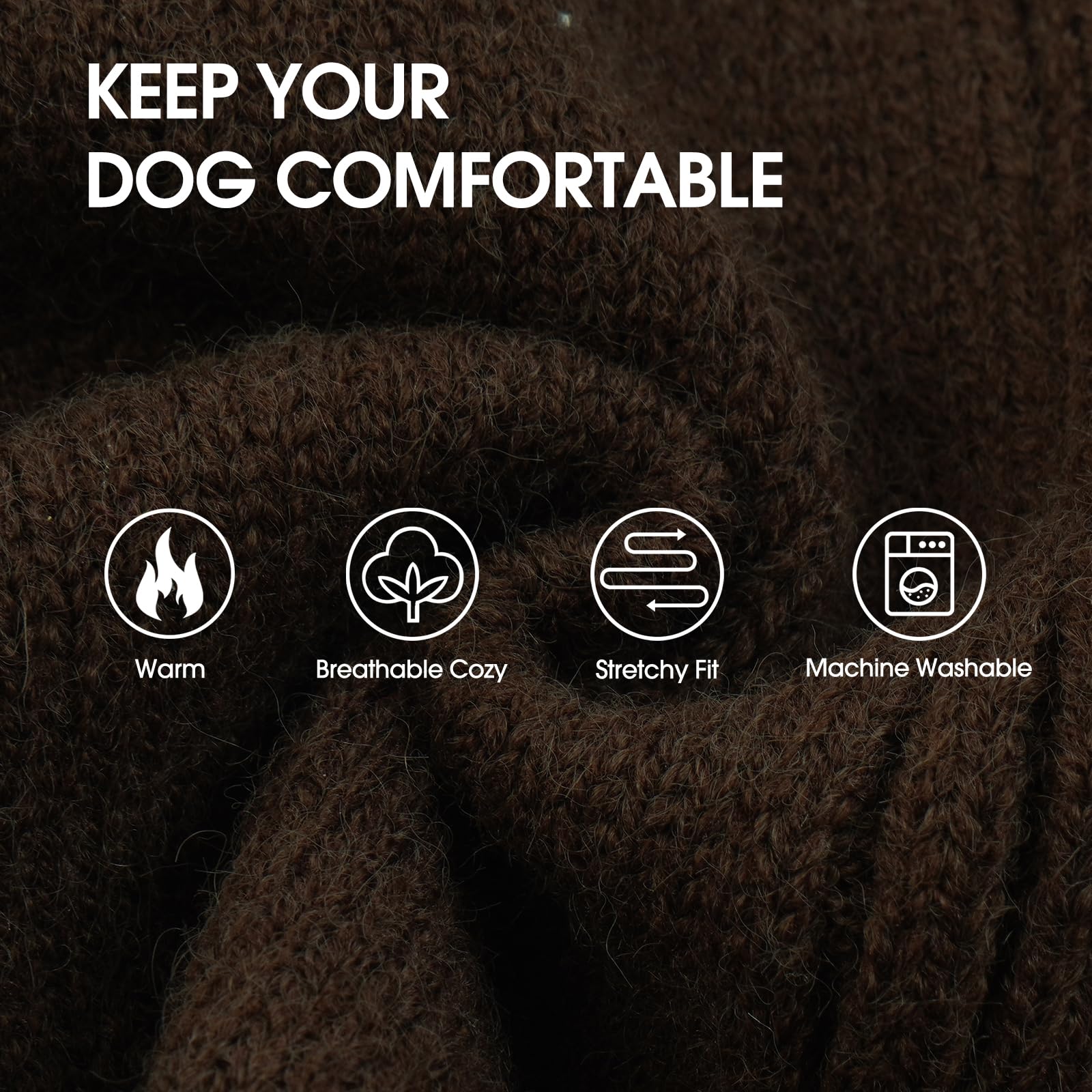 IECOii Felpe per cani, maglione da cane a collo di tartaruga per grandi cani ragazza ragazzo, maglia ad alto collo per indossare all'aperto al tempo freddo (-marrone, 4XL)