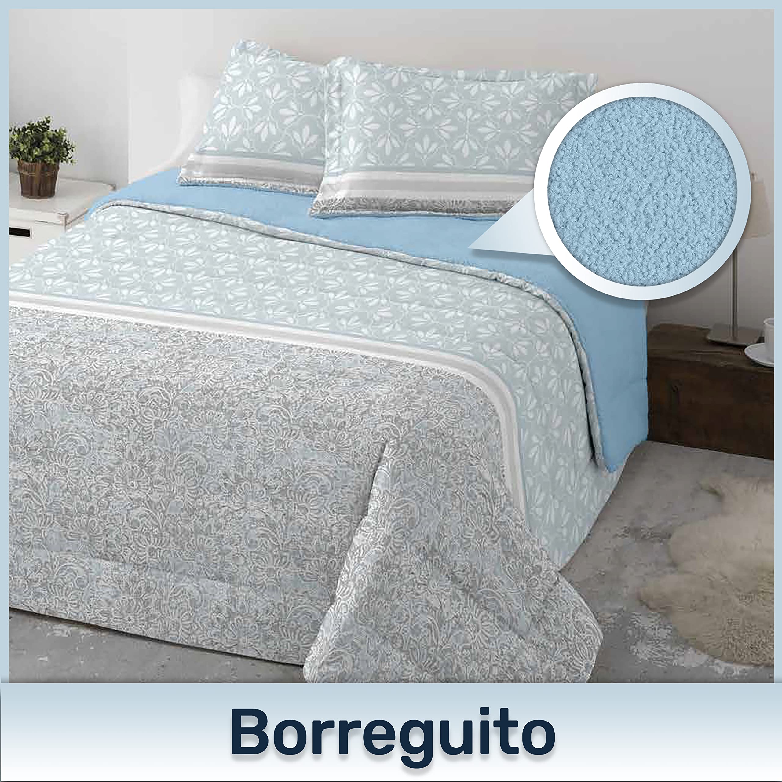DECASATEXTIL®- Edredón nórdico Borreguito/Sherpa Borreguito de Alta Calidez - Tacto ultrasuave, cómodo, Ligero-Disponible en Varios Modelos. (SOYANA Turquesa, Cama 90/105cm- 180x270cm)