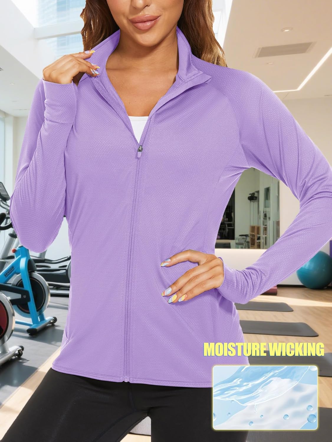 TACVASEN Women's Workout Jackets Lightweight Athletic Jacket Zip Up UPF 50+ UV Protection Long Sleeve Sun Shirt - Image 6