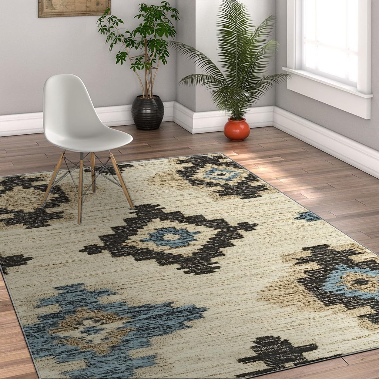 Tapis boho chic pour dortoir et chambre d'amis créant une ambiance cosy de maison de ferme.