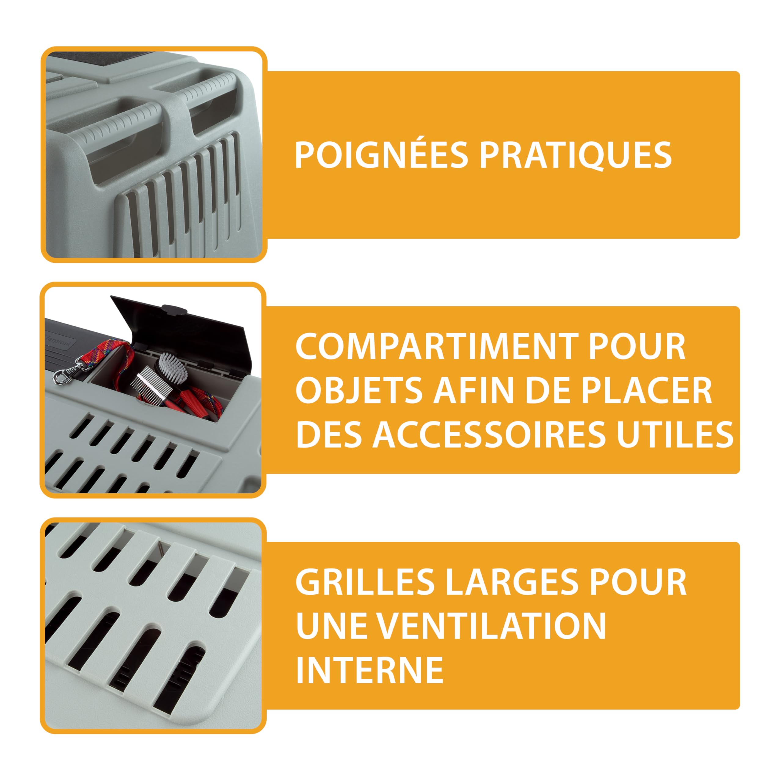 Panier de transport pour Chiens ATLAS CAR 100 SCENIC avec Crochets de Sécurité Excellente Ventilation