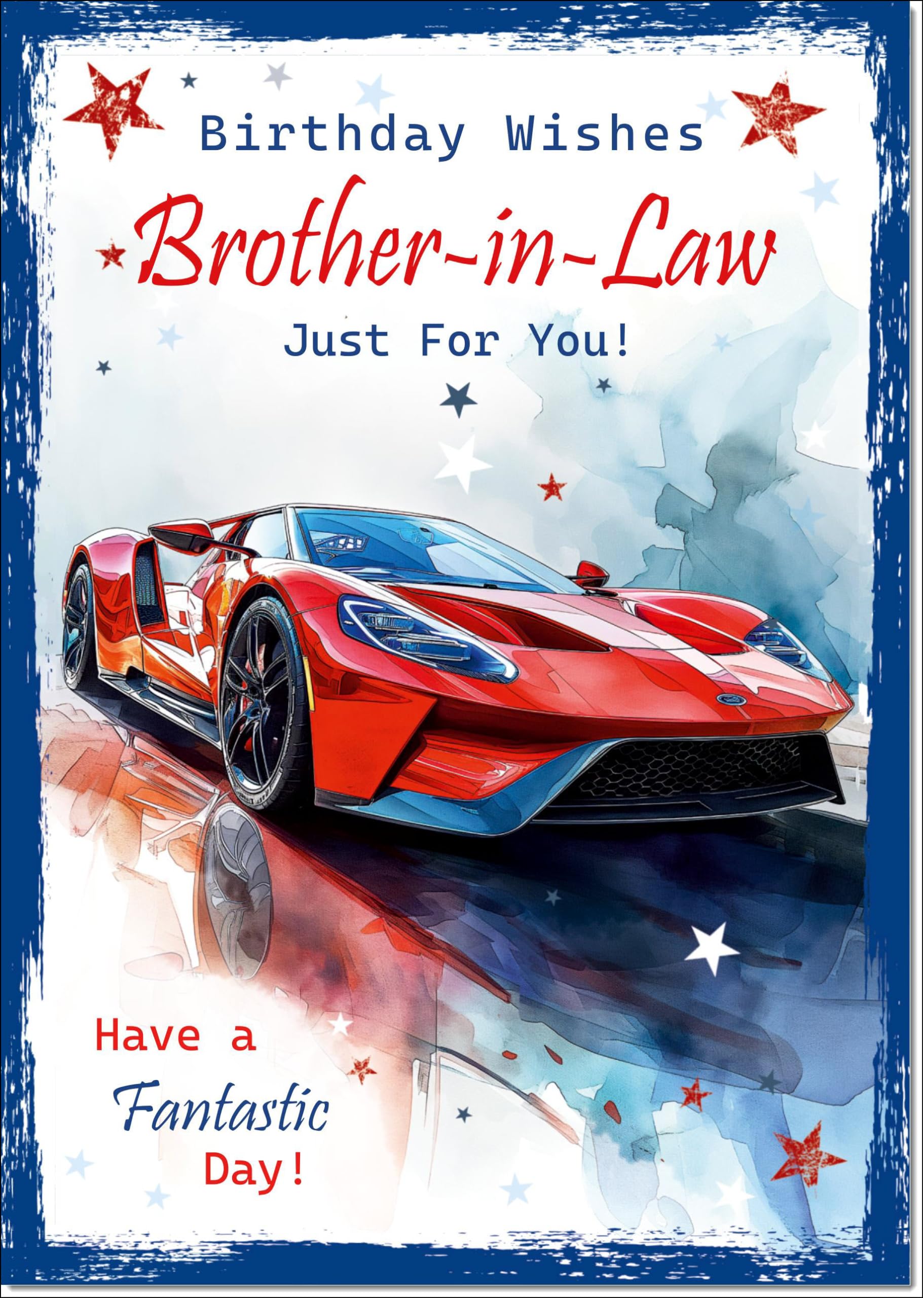 doodlecards Brother-in-Law Birthday Card Ford GT40 Supercar Large A4 Size with Plain Envelope
