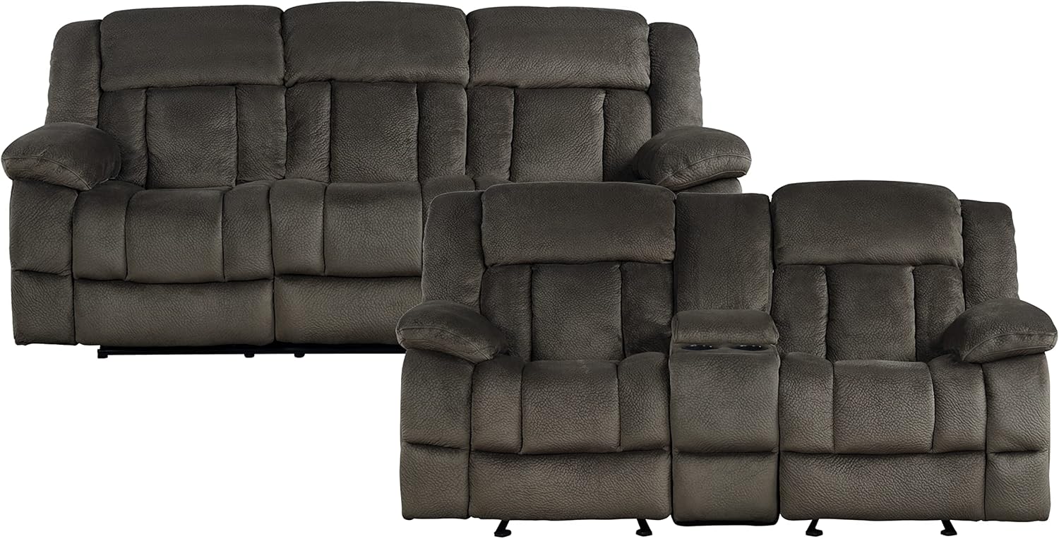 Lexicon Reclining Living Room Set, Wall Hugger Manual Reclining Sofas, Couches for Living Room, Includes Reclining Sofa and Dual Glider Recliner Loveseat, 2-Piece Set, Charcoal​