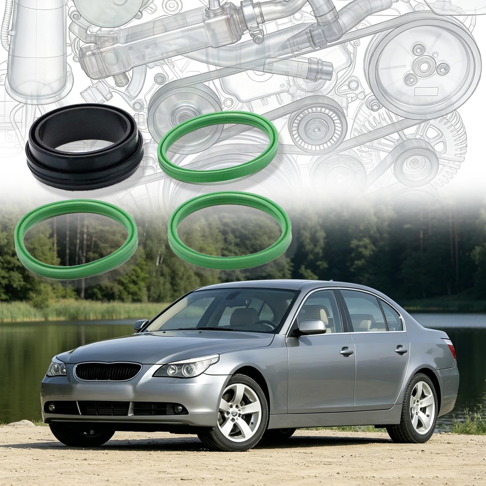 Lot de joints d'étanchéité pour refroidisseur d'air échange pour BMW E46 330d 330xd E90 E93 E92 E91 E60 E61 E65 E66 E67 X3 E83 X5 E53 E70 X6 E71 joints de tuyau turbo 116 177790 547