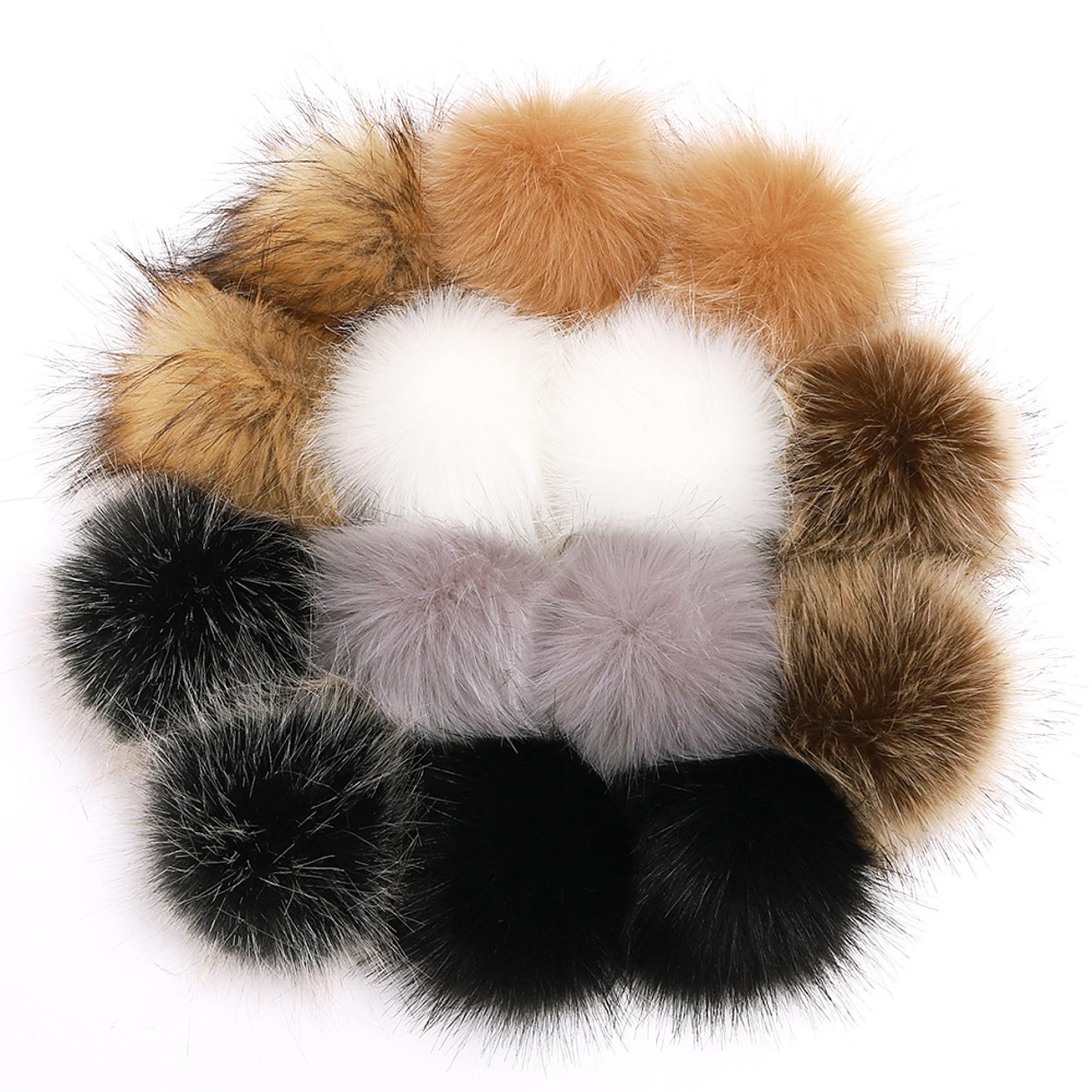 CAKEEYUM Faux Fur Pom Poms for Hats, 14Pcs Fluffy Hat Pom Poms, 3.9'' Balls with Elastic Loop, DIY Craft Pompoms for Hats Shoes Scarves Bag Faux Fur For, Hat F