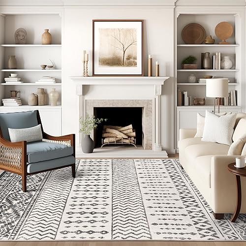 Miniatura 3 de ArtTuft Alfombra de área de 6 x 9 súper suave ultra fina marroquí lavable antideslizante para sala de estar plegable geométrica lavable a máquina 6