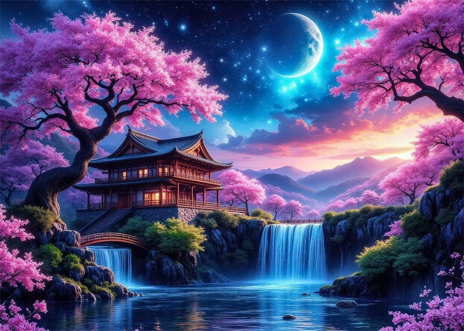 Paisaje del árbol del palacio Pintar por Numeros con marco DIY Cuadro Con Números Kit de Pintura al óLeo Digital para Adultos de Lienzo Paint by numbers Kits Manualidades para Hogar Decor 50x65 cm