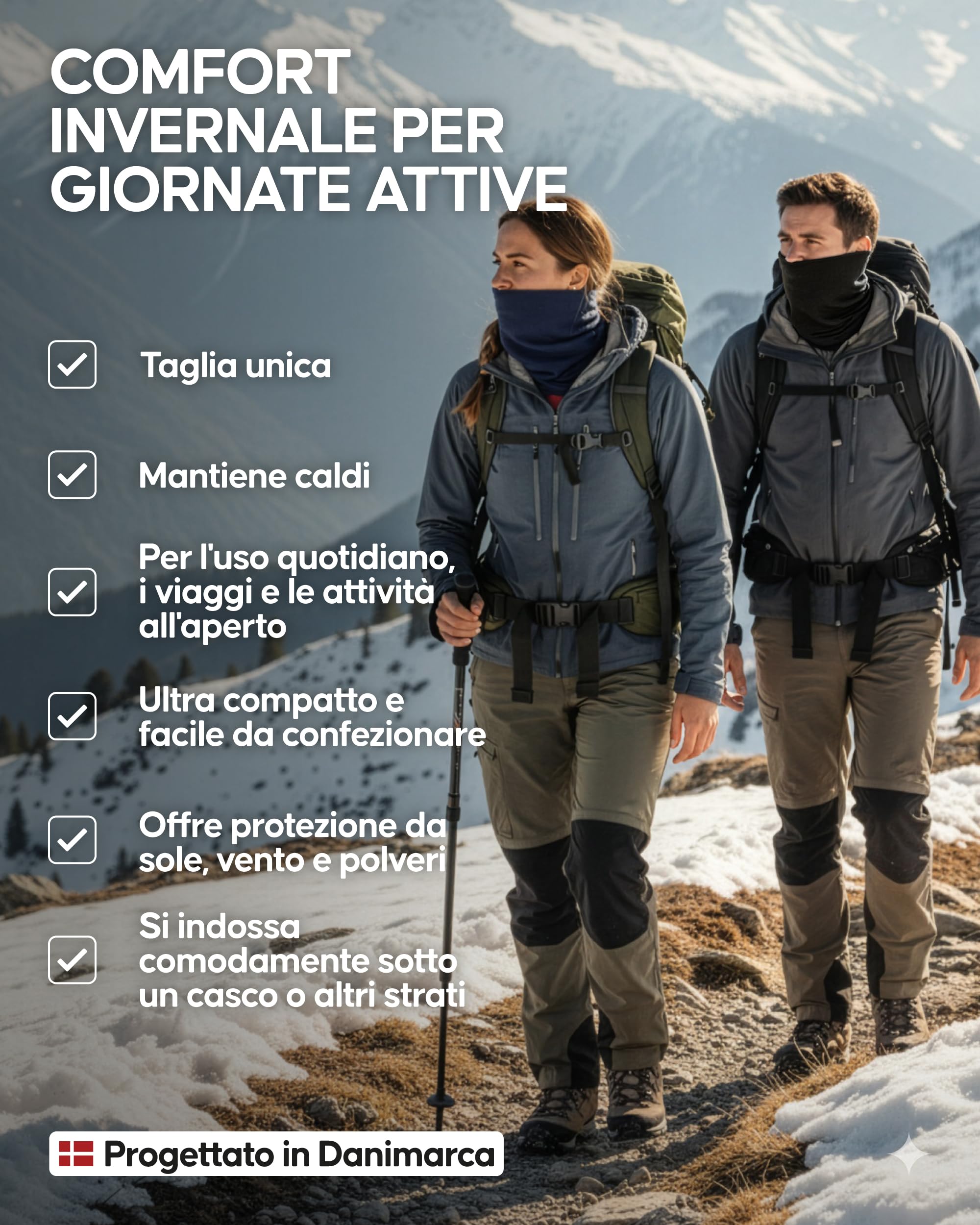 DANISH ENDURANCE Scaldacollo Leggero 100% Lana Merino, Copricollo Invernale Multifunzione, per Uomo e Donna