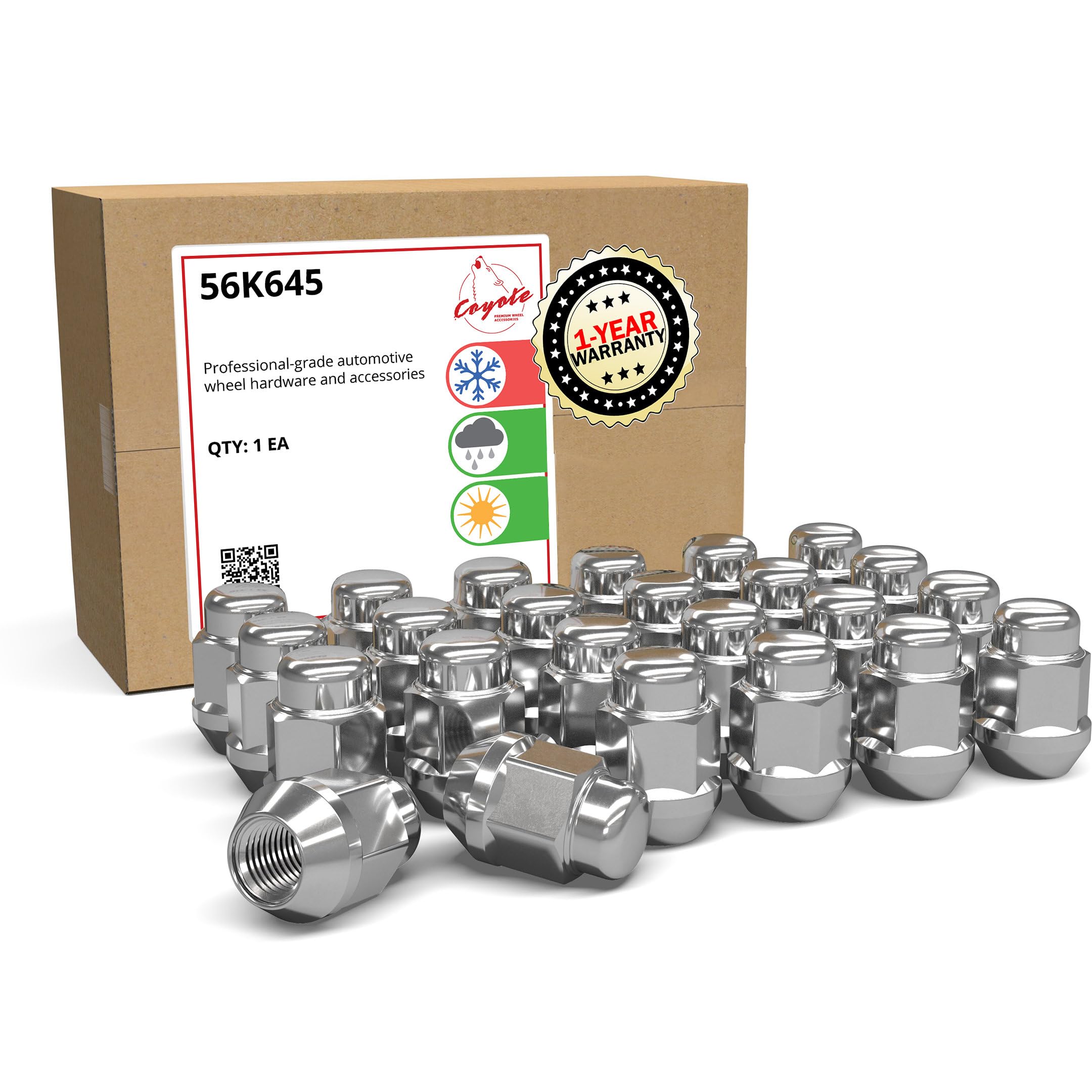 24 Lug Nuts Bulge Acorn 12x1.5 Chrome 21mm 13/16 Hex