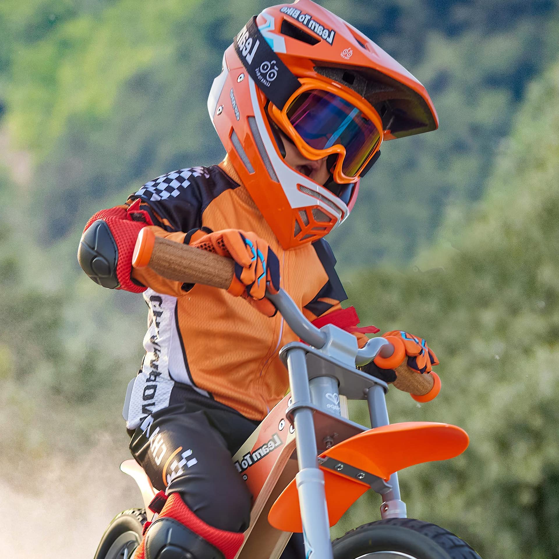 Hape - Guanti da motocross, bici e balance bike con cinturino regolabile e chiusura a strappo per bambini taglia M (5-6 anni)