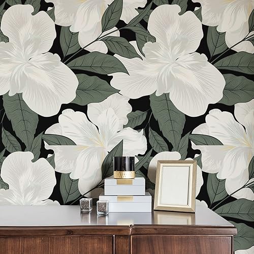 Miniatura 3 de Papel tapiz autoadhesivo con diseño floral, apto para inquilinos, 17.7 pulgadas x 9.8 pies, papel tapiz temporal para apartamentos, baño, papel