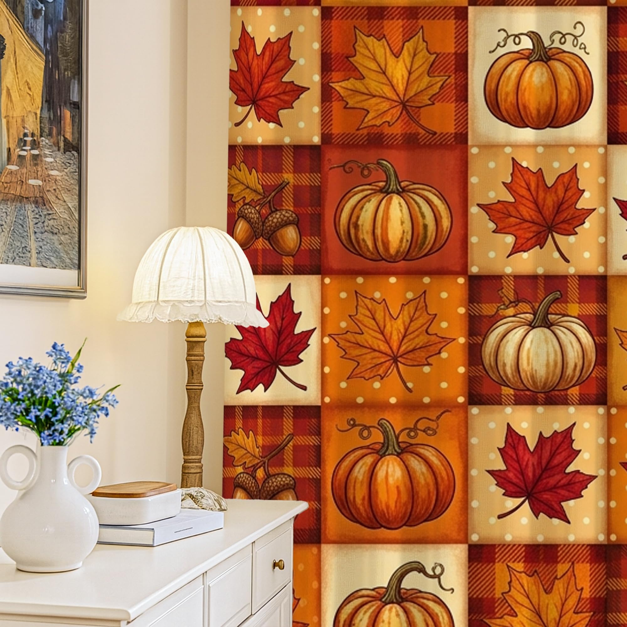 Rideaux occultants à œillets pour chambre : ambiance cocooning d'automne orange