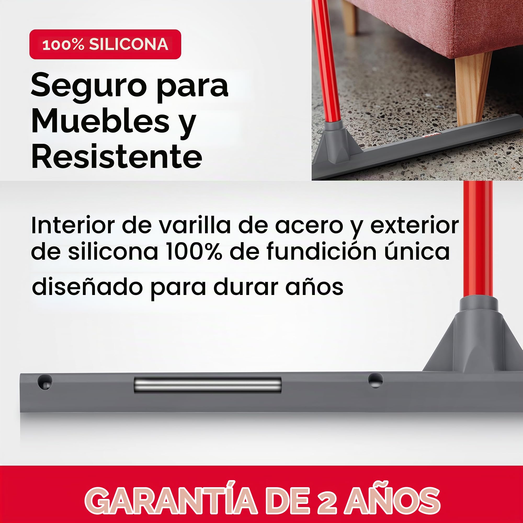 Tyroler Empujar y Tirar Escobilla de Goma 60 cm | Cabezal de 100% Silicona | | Mango de 140 cm Haragán para Suelo, Ducha, Baño, Garaje y Terraza | Escoba de Goma para Suelo | Araganes