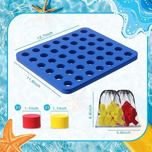 Miniatura 2 de Juego de conexión de piscina de 4 en fila, juego de mesa flotante EVA 4 para anotar tablero de estrategia con piezas de ajedrez, bolsa de malla para