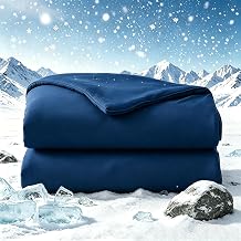 Houseri Cooling Comforter King Size, Navy Blue Cold Blanket for Hot Sleeper, Lightweight Breathable Bedding for Night Sweats Summer Cooling Quilt Double-Side