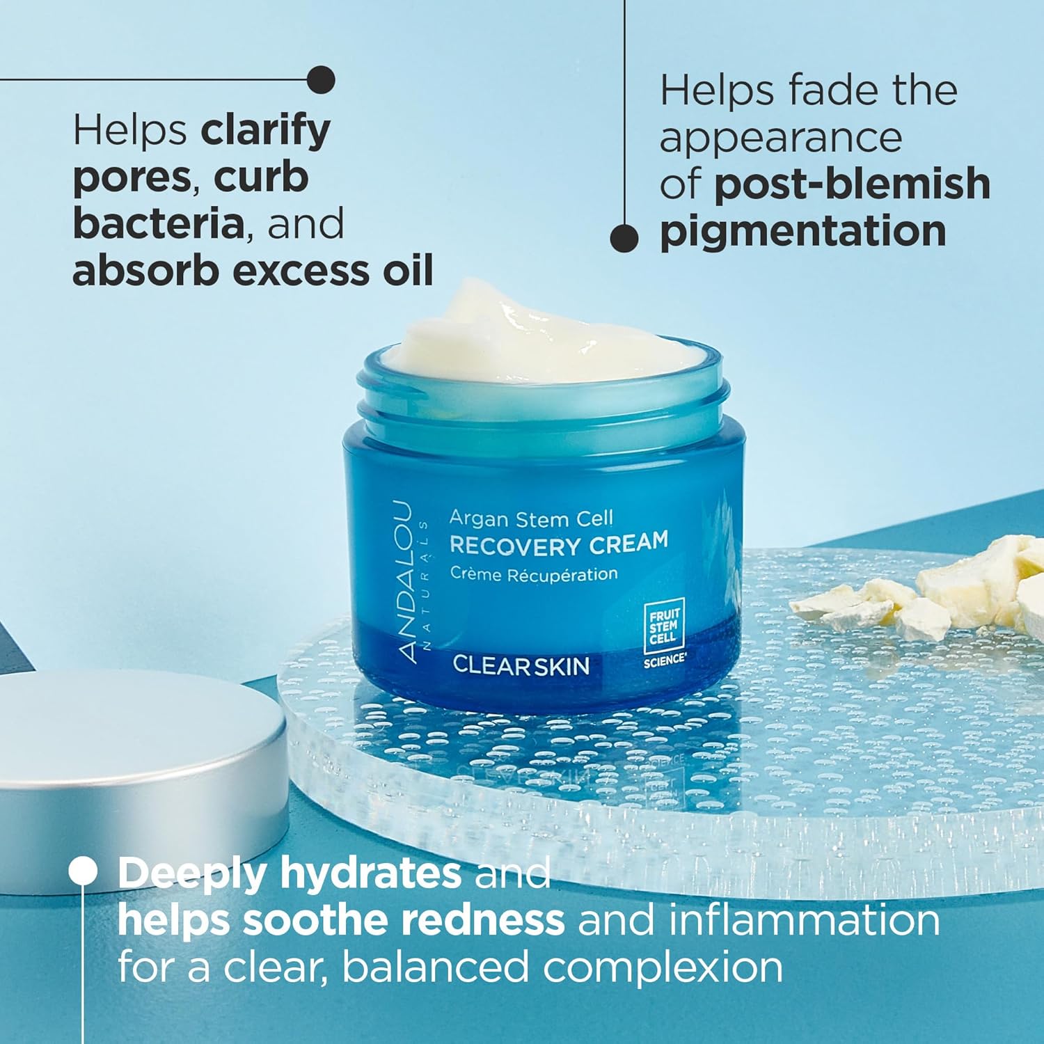 Andalou Naturals Argan Stem Cell Recovery Cream oz For Oily or Overreactive Skin Helps Clarify Cleanse Pores for Glowing Skin, Aloe Vera, 1.7 Ounce - Image 2