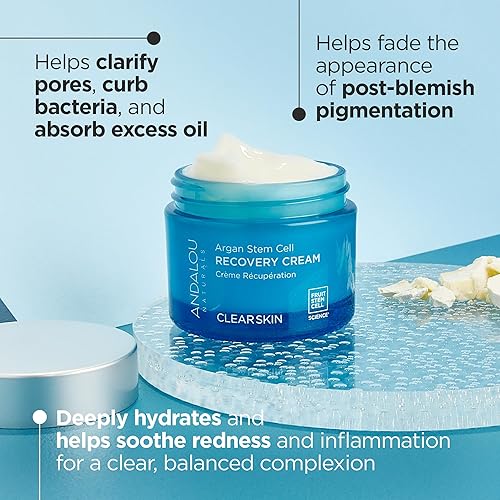 Miniatura 2 de Andalou Naturals Argan Stem Cell Recovery Cream oz For Oily or Overreactive Skin Helps Clarify Cleanse Pores for Glowing Skin, Aloe Vera, 1.7 Ounce