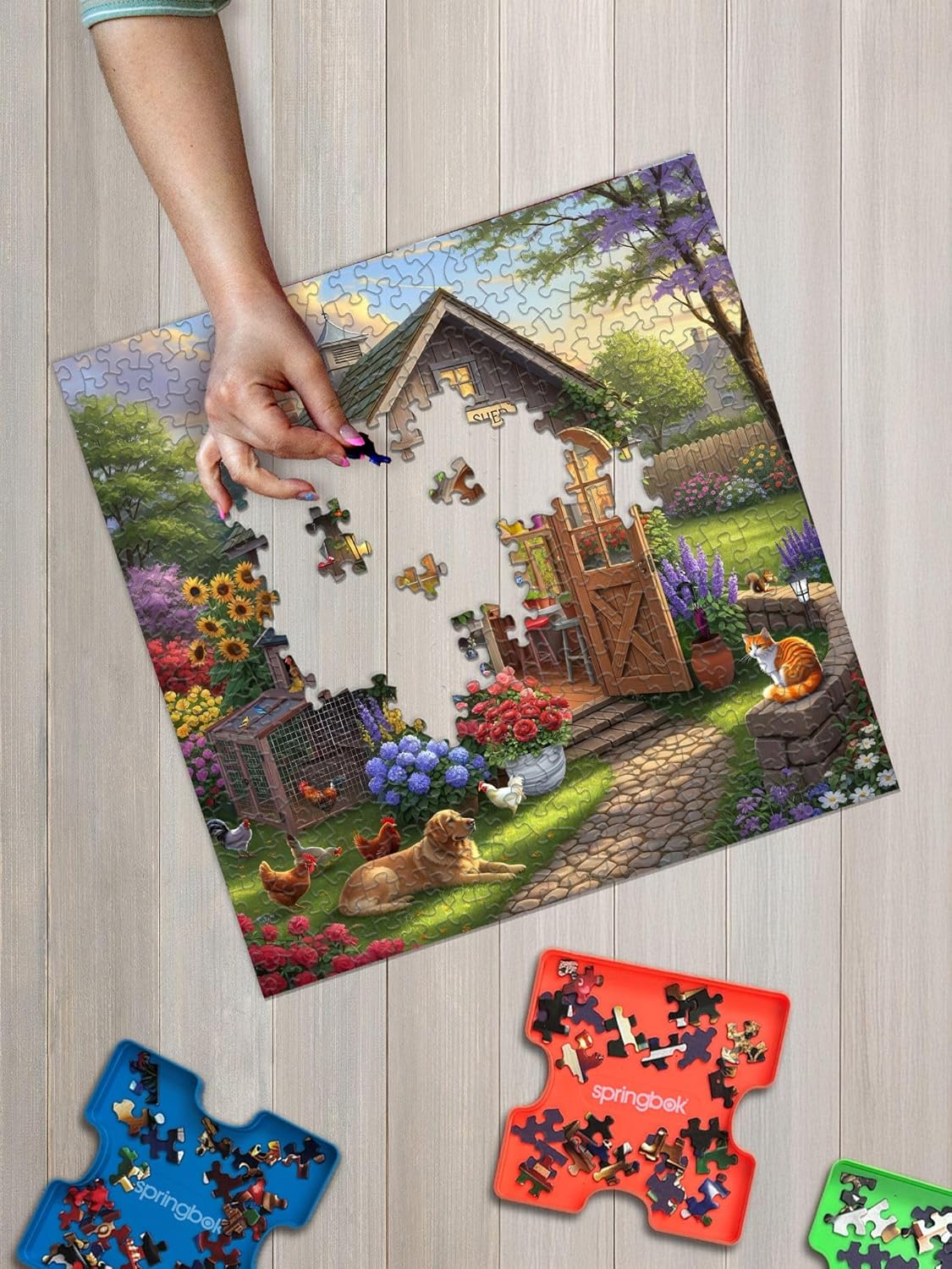 Springbok The Garden Shed 500 Piece Square Jigsaw Puzzle for Adults - Poster Now Included - Garden and Floral - Unique Cut Pieces - Made in USA