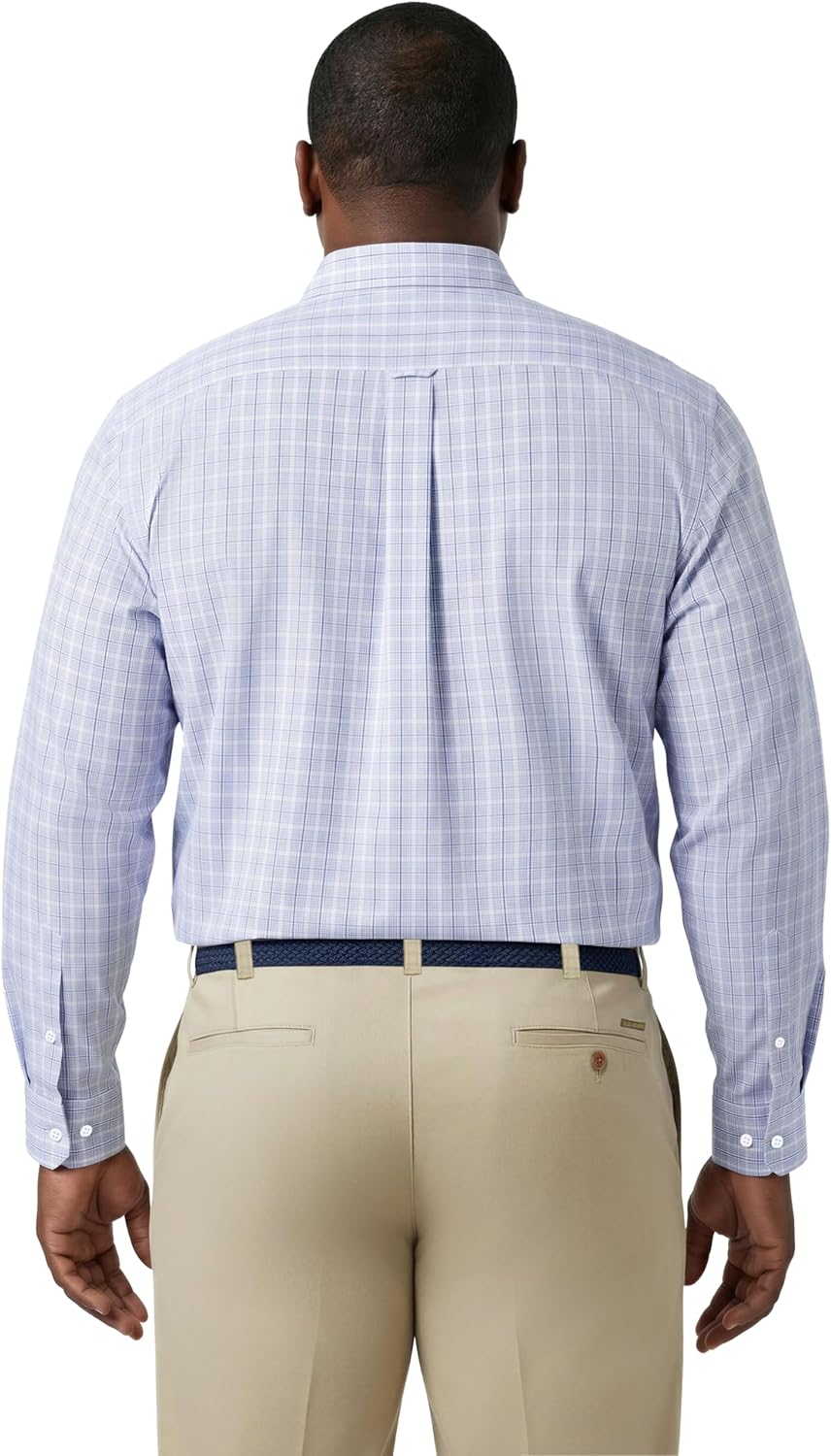 Izod Men's Big and Tall Performance Comfort Long Sleeve Plaid Button Down