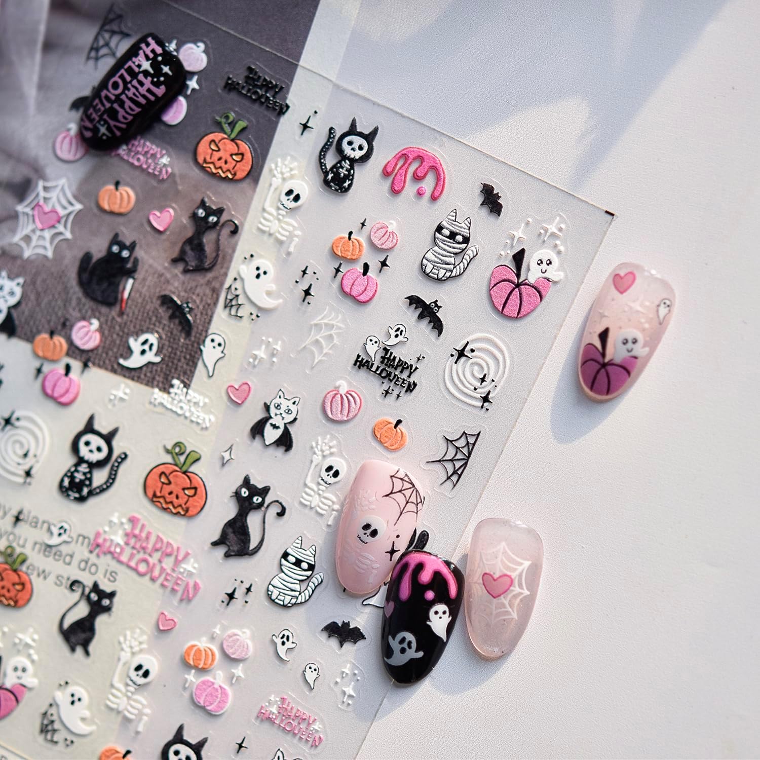 Phuryllic 3D Nail Stickers for Nail Art, Embossed Self-Adhesive Cute Nail Charms & Decals for DIY Nails, Easy-to-Apply Nail Design Supplies & Accessories for Home Manicure-White Lace Mini Bows image 3