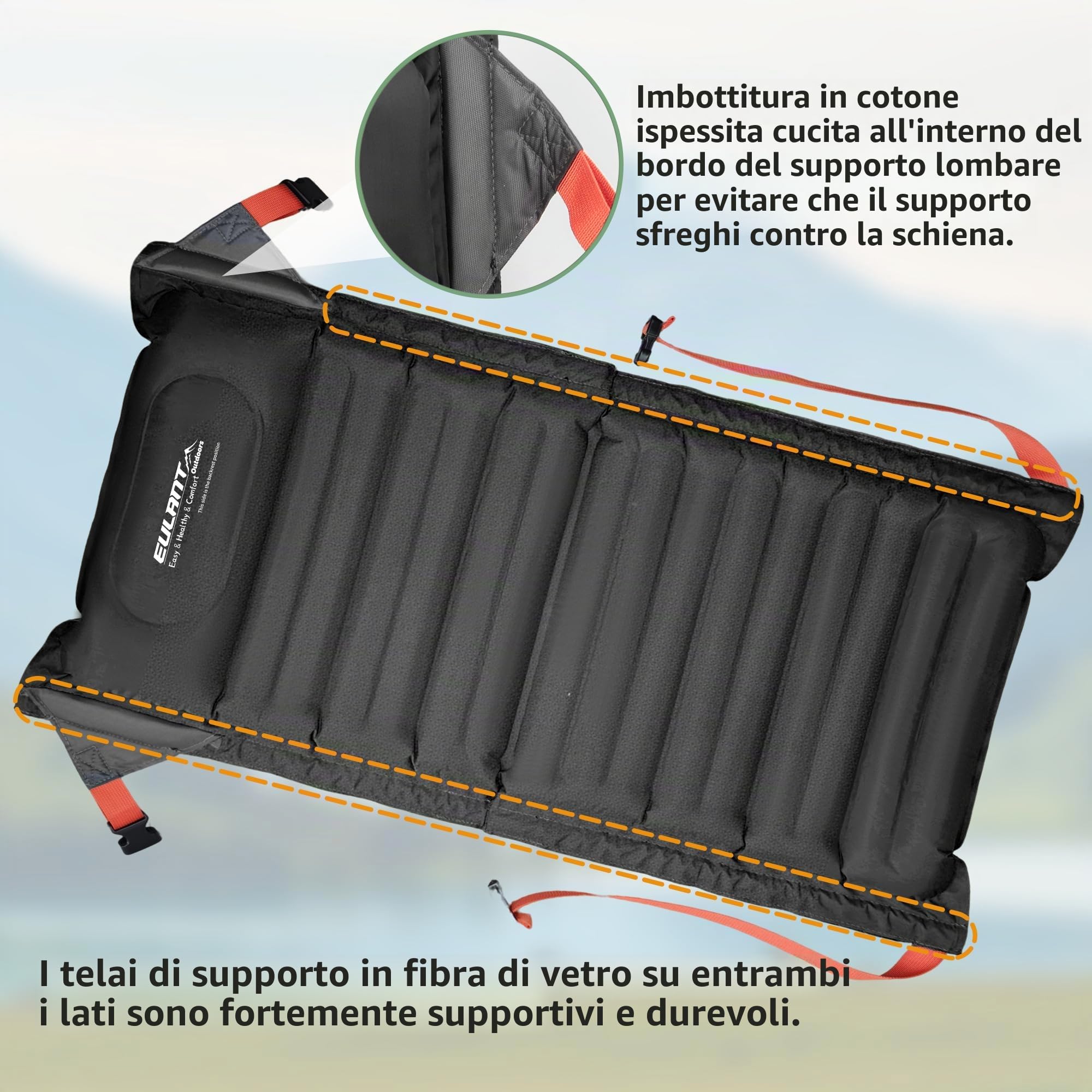 EULANT Cuscino da Stadio Gonfiabile con Schienale,Impermeabile Sedia da Campeggio,Portatile Seduta da Stadio,Sedile a Pavimento per Spiaggia Kayak Escursionismo Eventi Sportivi Concerti