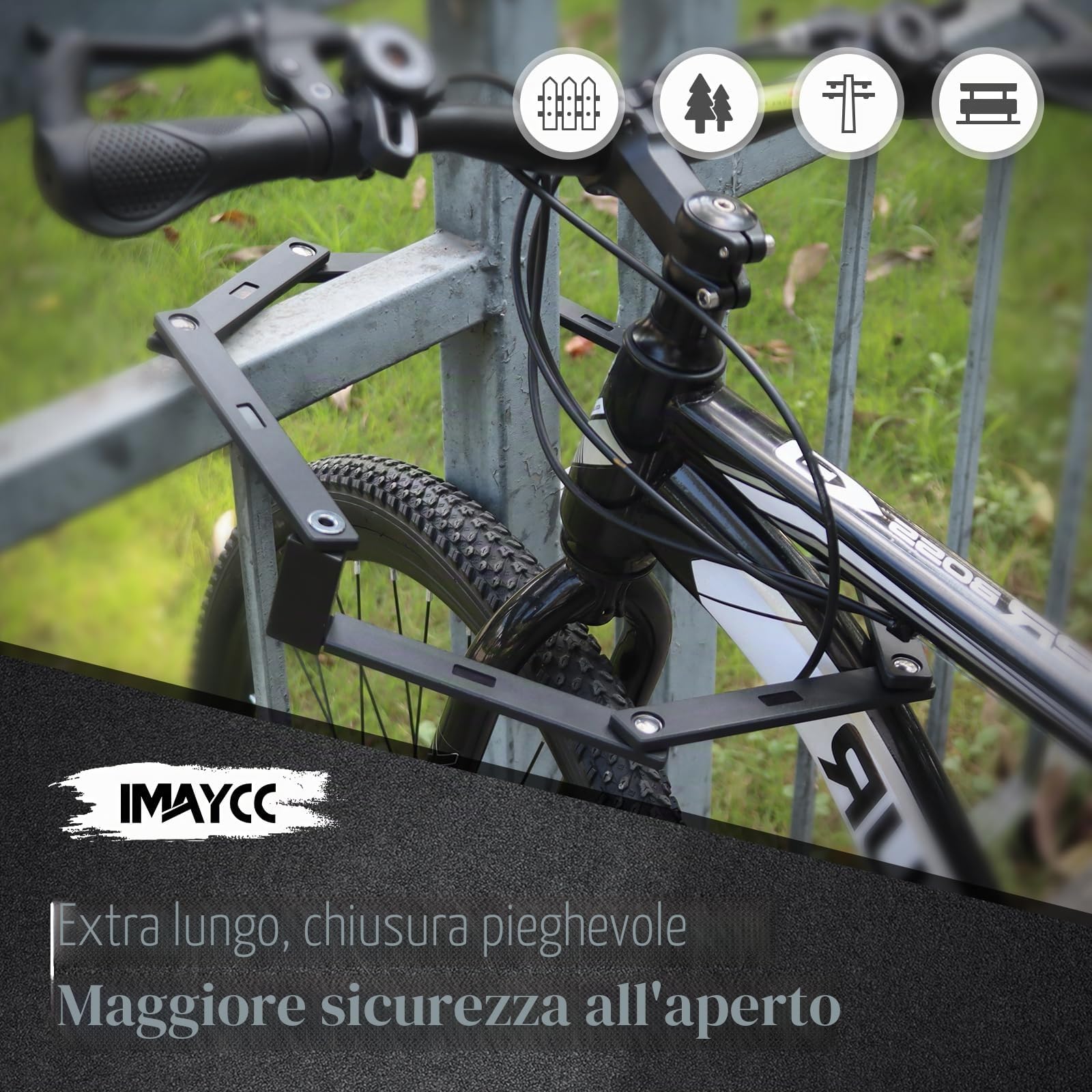 IMAYCC Lucchetto Bici Pieghevole, 120CM Lucchetto Bicicletta, Portabilità Lucchetto Pieghevole, Protezione Antifurto Extra Alta per E-bike, Bici da Strada, Moto, MTB in Nero, Ecc.