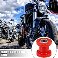 Vista 2 de X AUTOHAUX 2 piezas de polea de cadena de transmisión de 0.394 in, tensor de ajuste de cadena, guía de rueda de goma para bicicleta de calle, Rojo