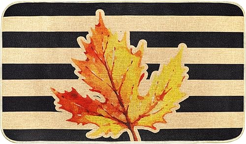 Miniatura 1 de Erweicet Tapete de arce de otoño, tapete de arce de otoño, tapete de Acción de Gracias, para puerta delantera, otoño, exterior, antideslizante,