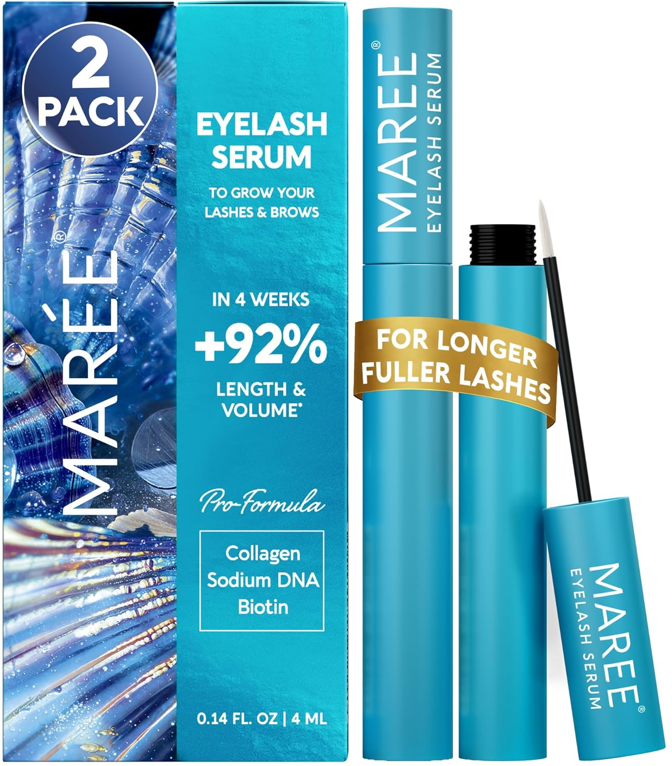 MAREE Eyelash Serum To Grow Lashes & Brows 2 Pack - Eye Lash Serum for Eyelash Growth Without Prostaglandin - Rapid Enhancing Lash Growth Eyebrow Boost Oil - Serum De Pestanas Suero Para Pestanas