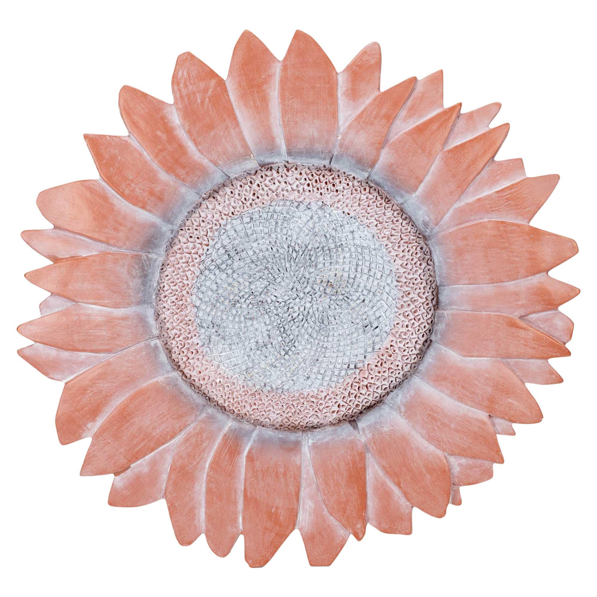 Magnolia Garden 12-Inch Antique Sculpted Sunflower Decorative Stepping Stone – 3D Floral Resin Garden Walkway Tile – Weathered Coral Flower Outdoor Accent