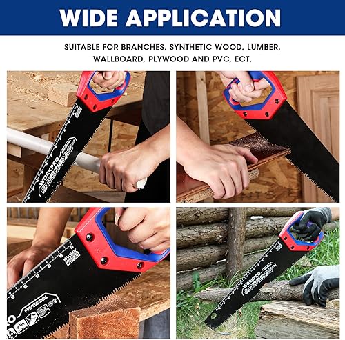 Miniatura 9 de WORKPRO Sierra de mano universal de 16 pulgadas con mango cómodo antideslizante, sierra de madera antioxidante con diseño de eliminación de virutas,