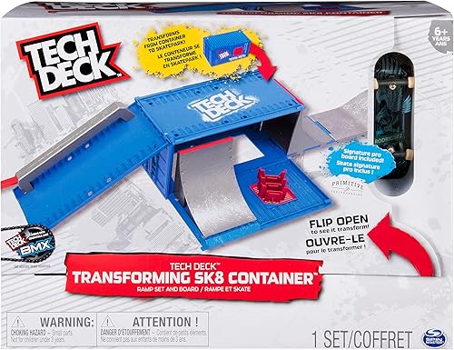 TECH DECK Fingerboard - Juego de 4 patinetas coleccionables y transformables Sk8 Container Skatepark Playset para niños