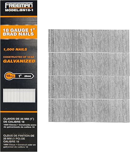 Vista 9 de Freeman Clavos Brad de calibre 18, 1-1/2 pulgadas, galvanizado con pegamento, 1000 unidades – Para recortar, moldear y zócalos, se adapta a