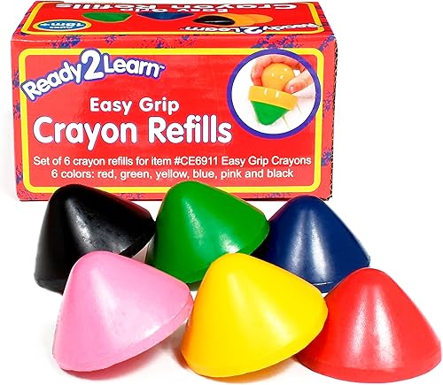 READY 2 LEARN Easy Grip - Recambios de crayones  6 colores  Edades de 18 meses  Crayones no tóxicos para niños pequeños  Las asas se venden por